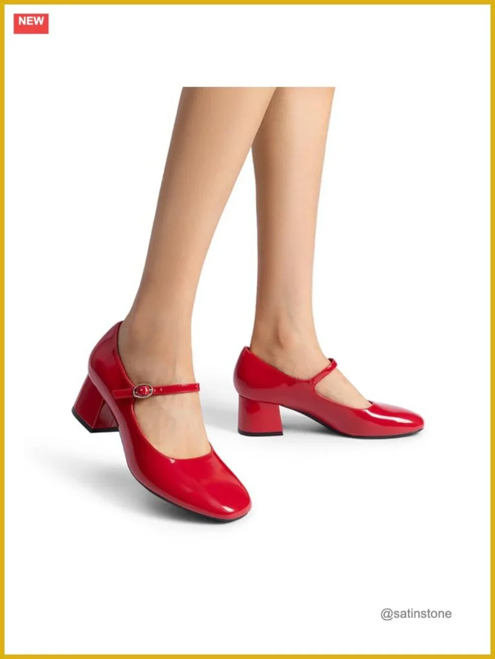 DREAM PAIRS Women's Mary Jane Low Chunky Heel Pumps Faux Leather